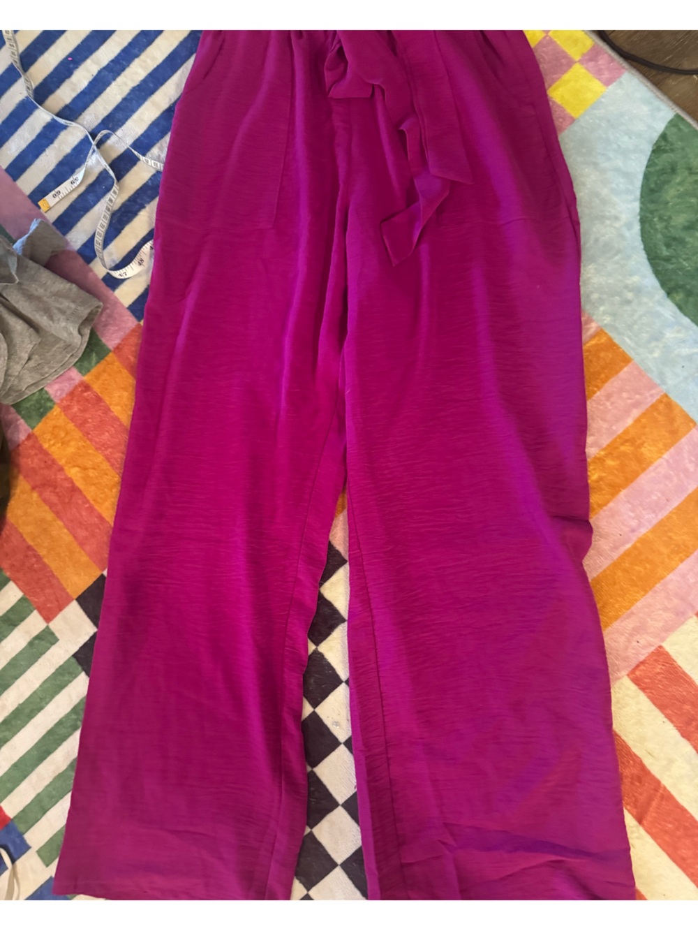 Women's Wide-Leg Jumpsuit Pants in Fuchsia - Lightweight Draped Style